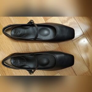 Surfbird Black Leather Square-Toe Mary Jane Flats By BARED FOOTWEAR